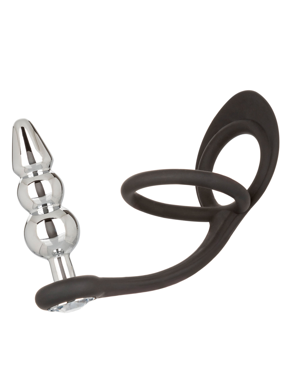 Beaded Anal Plug With Erection Ring - 8.5cm