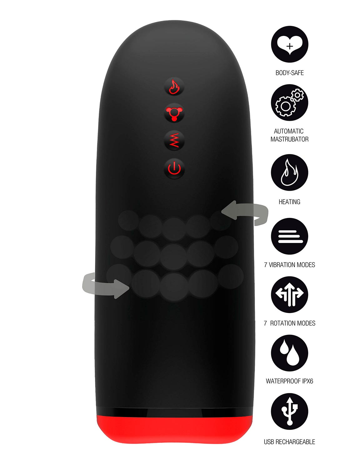 Heating and Rotating Masturbator - Beaded Tongue