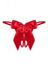 Obsessive Open Thong with Satin Bows - Gifty Red – image 4