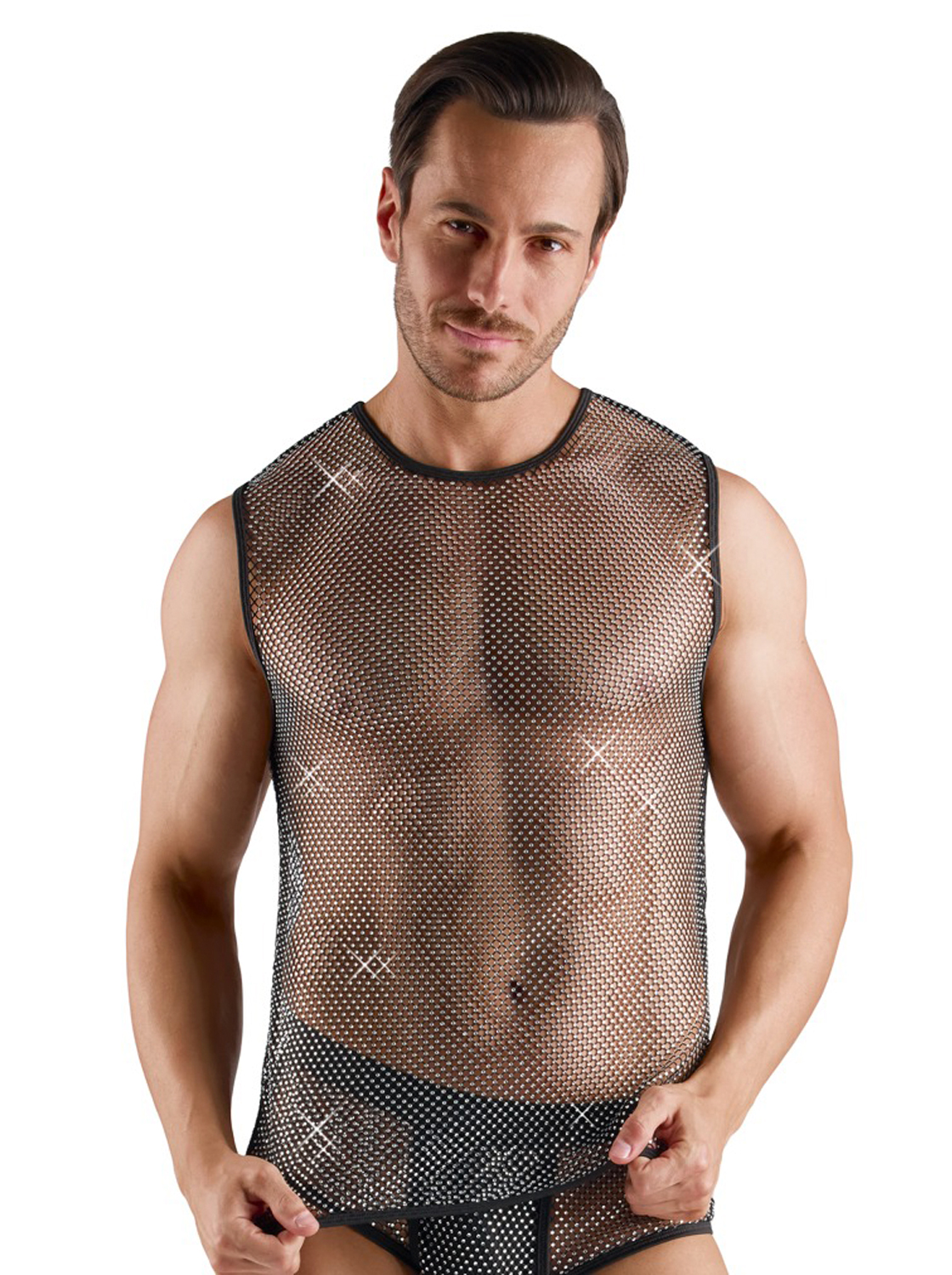 Rhinestone Mesh Strappy Top