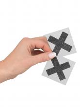 Cottelli Accessoires Sparkly Nipple Stickers - Black Cross – image 2