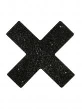 Cottelli Accessoires Sparkly Nipple Stickers - Black Cross – image 3