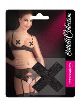 Cottelli Accessoires Sparkly Nipple Stickers - Black Cross – image 4