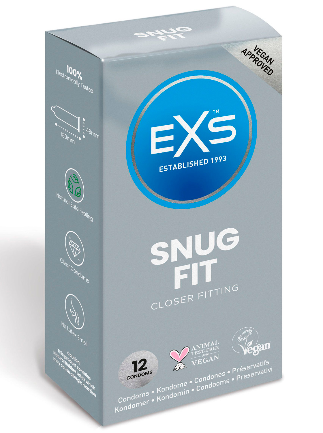 Condones Justos Veganos - EXS Snug Fit 12un