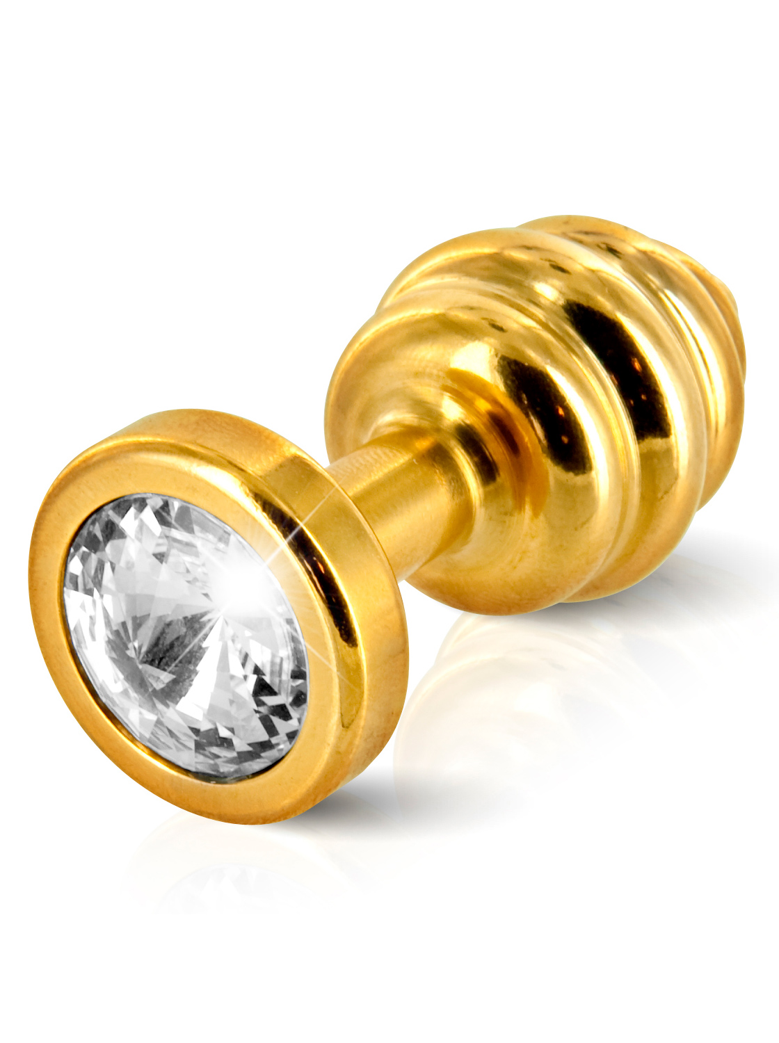 Plug anal botón rosado de Swarovski - aluminio de 30 mm de oro