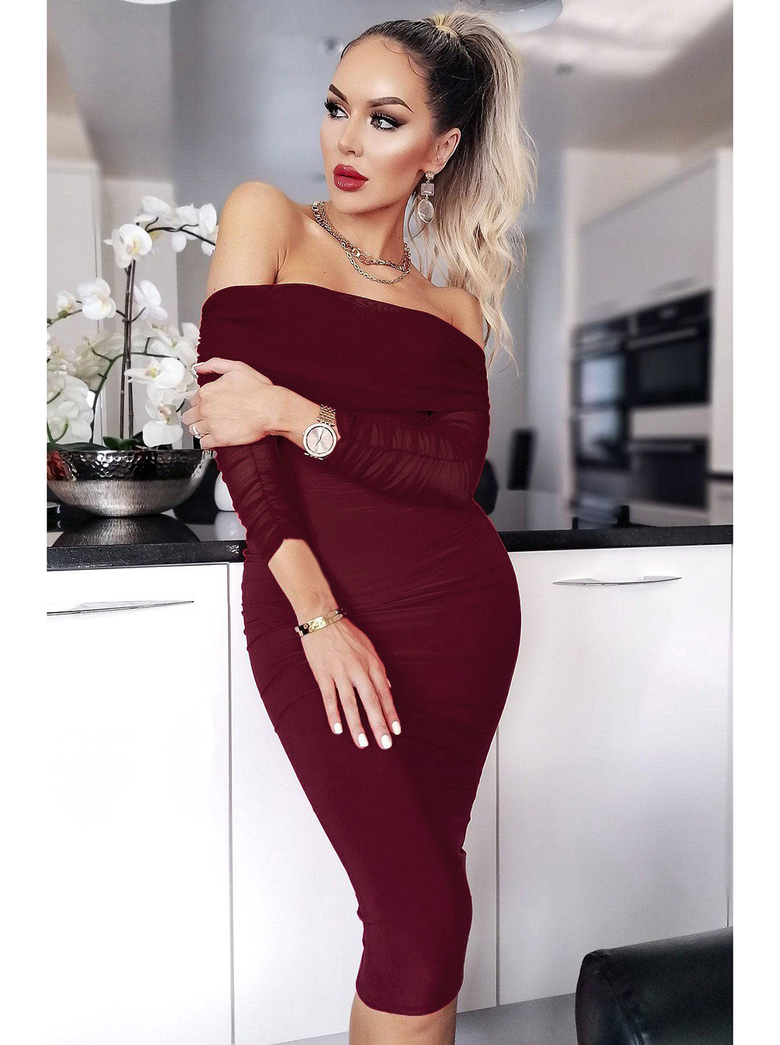 Vestido Krista - Burdeos