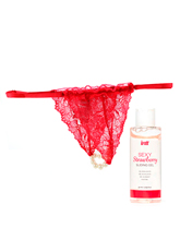 Kit Tanga De Prazer & Lubrificante Comestível Morango - Vermelho