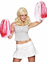Cheer Leader Pom-poms - Red/White