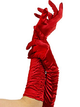Long Satin Gloves - Red