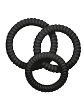 Kit of 3 Ribbed Cock Rings - Black