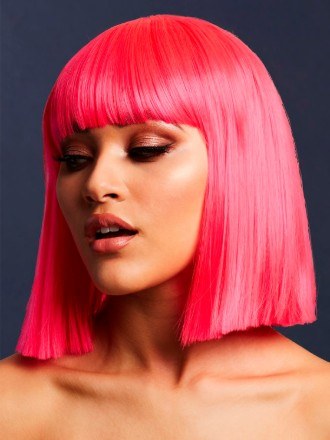 Peluca Lola Rosa Neón - Alta Calidad