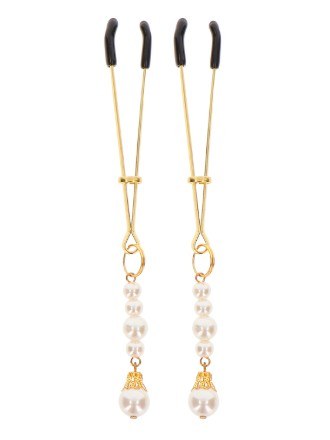 Pinza Pezones Perlas Dorado