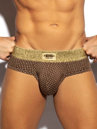 Slip Cintilante Microfibra - Castanho/Dourado
