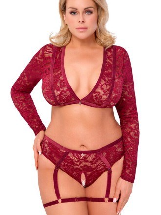 Conjunto Sexy De Virilha Aberta - Tamanhos Grandes