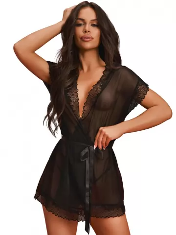 Obsessive Robe Transparente con Encaje Deina More