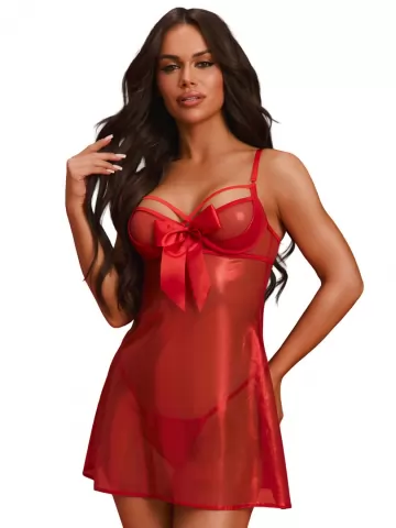 Obsessive Babydoll and Thong Set - Gifty Red