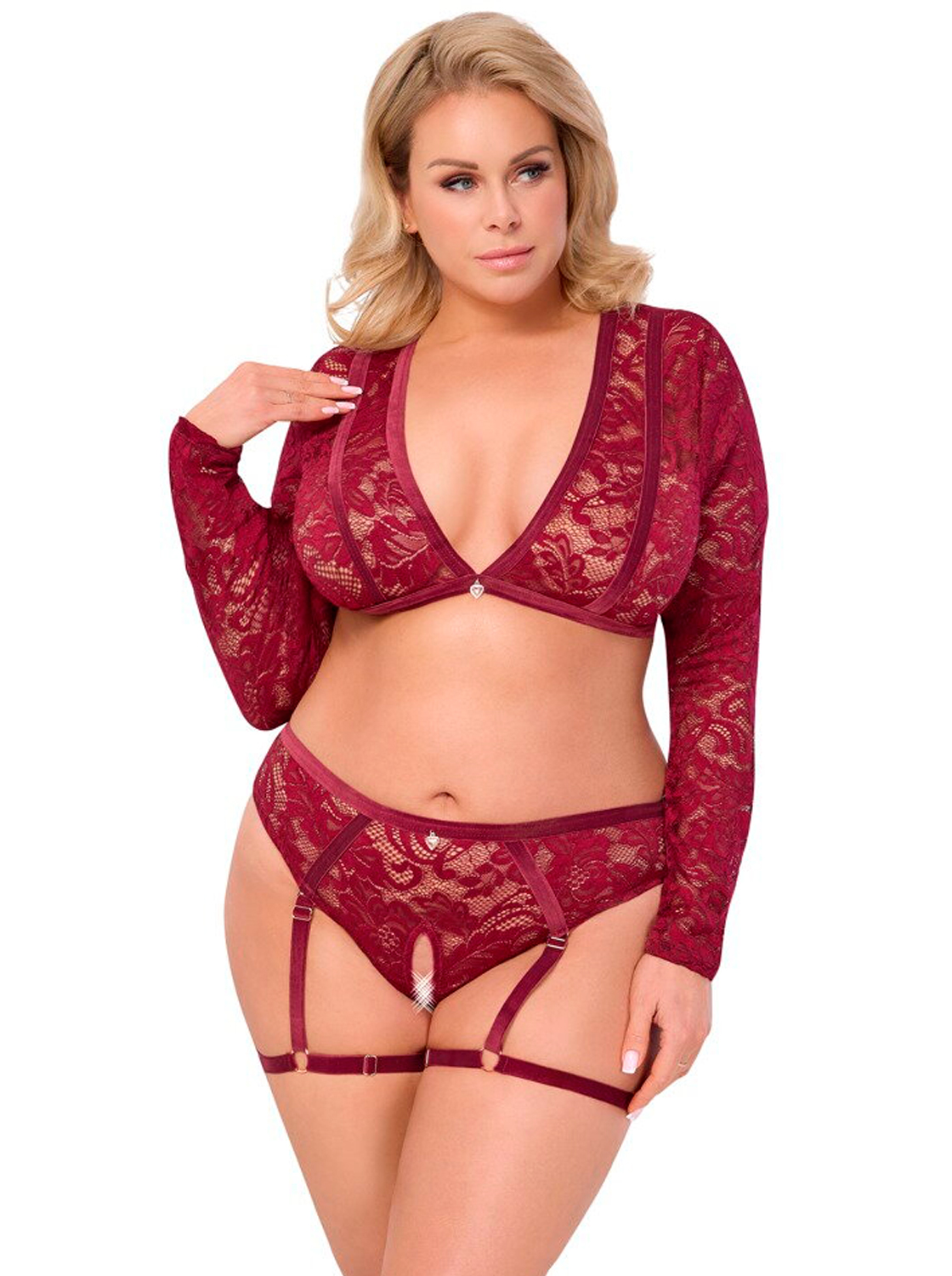 Conjunto Sexy De Virilha Aberta - Tamanhos Grandes