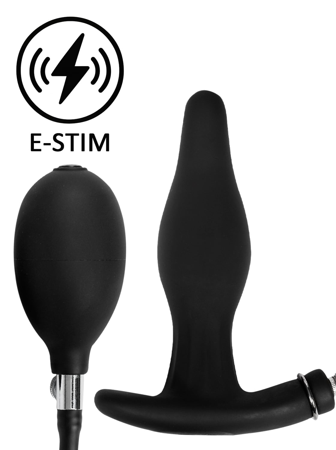 Rimba Eletro Play Plug Anal Insuflável com Electroestimulação - 12cm Preto