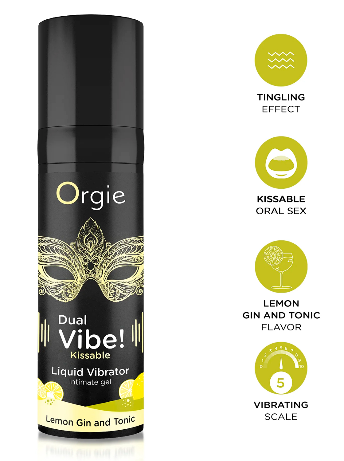 Vibrador Líquido Beijável - Dual Vibe Gin Tónico Limão 15ml